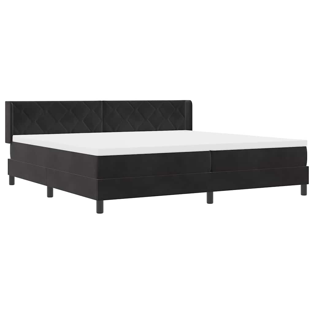 Box spring seng med hovedgærde Sort 200 x 200 cm Fløjl