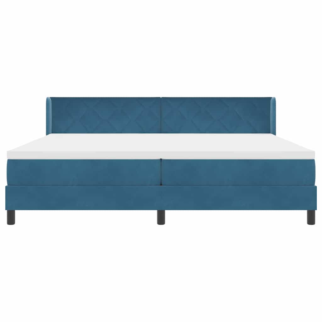 Box spring seng med hovedgærde Mørk blå 200 x 200 cm Fløjl
