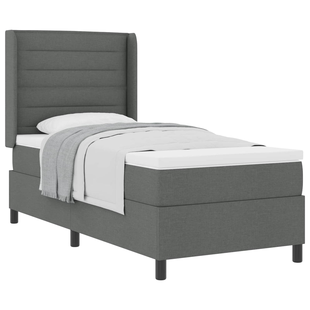 Box spring seng med pude Mørkegrå 200 x 80 cm Stof