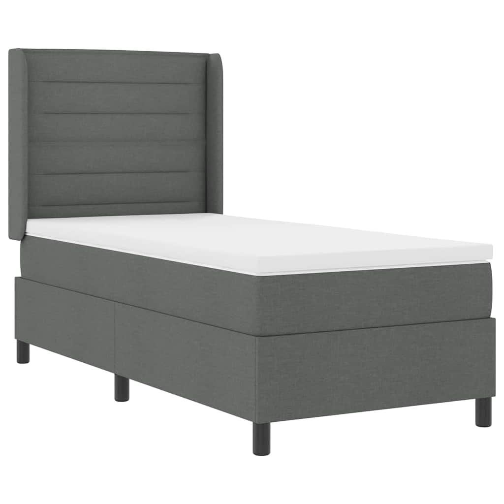 Box spring seng med pude Mørkegrå 200 x 80 cm Stof