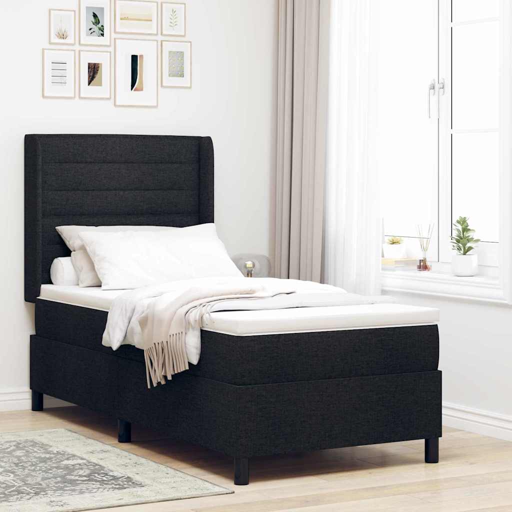 Box spring seng med pude med hovedgærde Sort 200 x 80 cm Stof