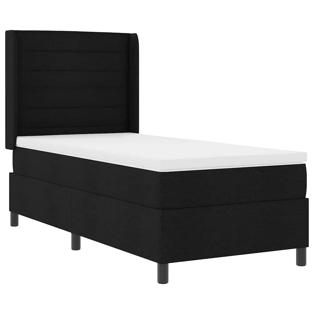 Box spring seng med pude med hovedgærde Sort 200 x 80 cm Stof