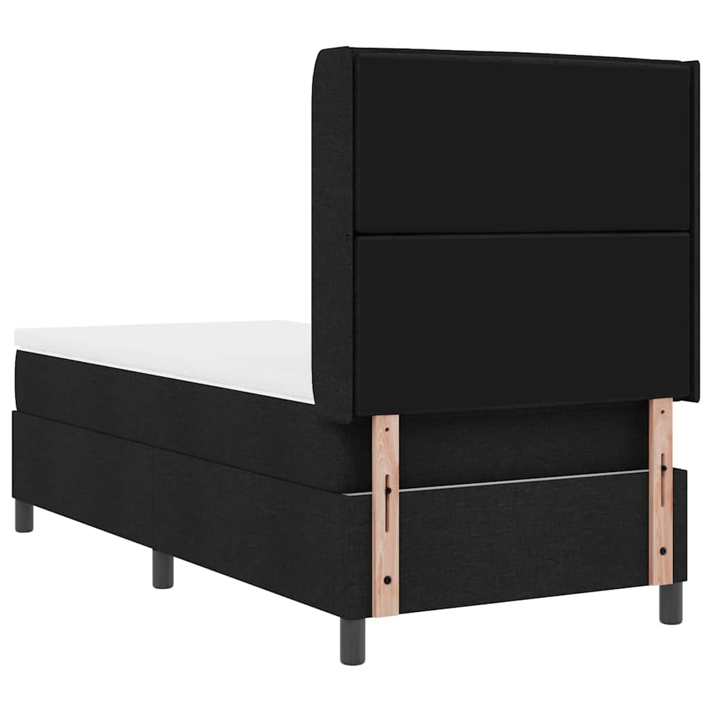Box spring seng med pude med hovedgærde Sort 200 x 80 cm Stof