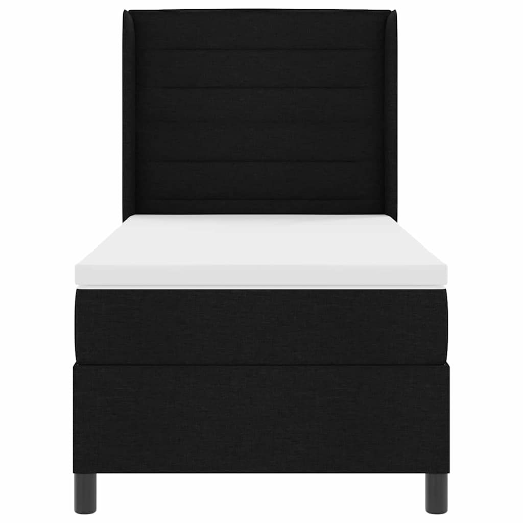 Box spring seng med pude med hovedgærde Sort 190 x 90 cm Stof