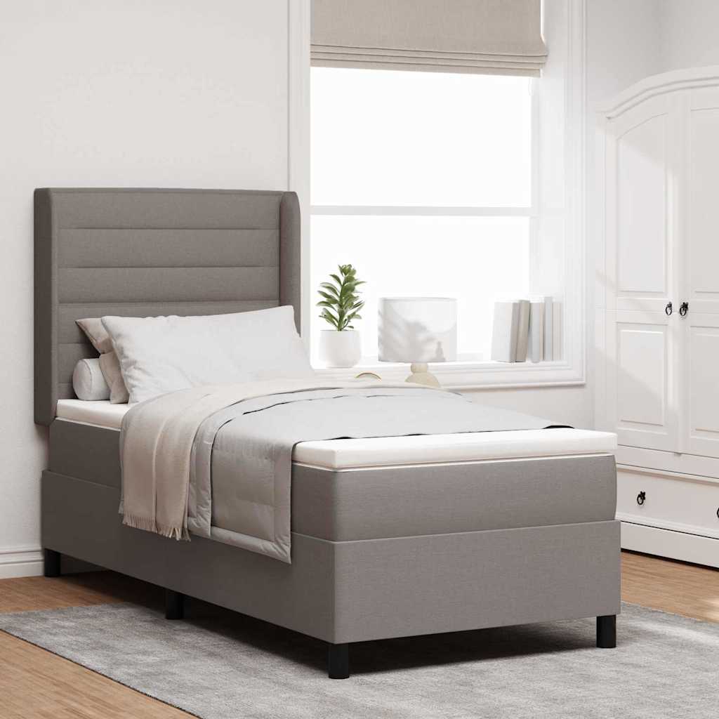 Box spring seng med pude Gråbrun 190 x 90 cm Stof