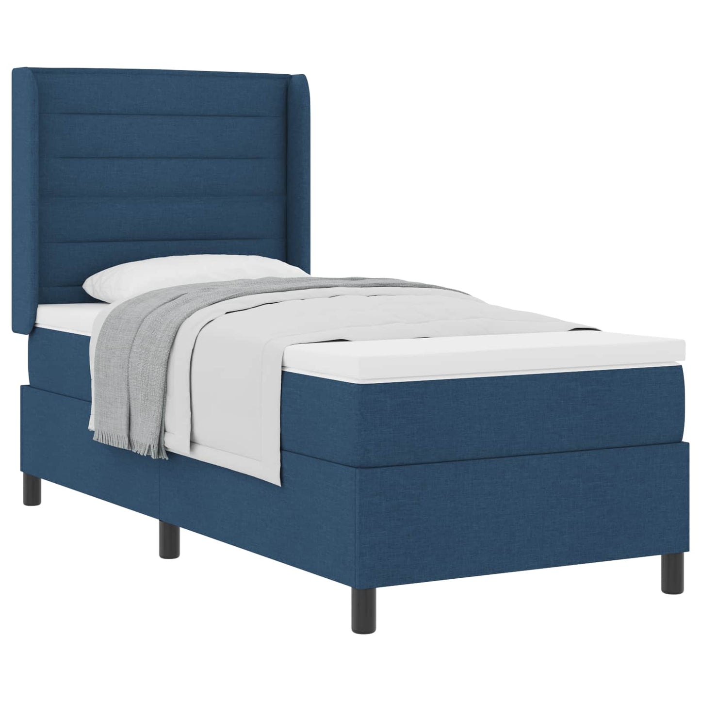Box spring seng med pude med hovedgærde Blå 190 x 90 cm Stof