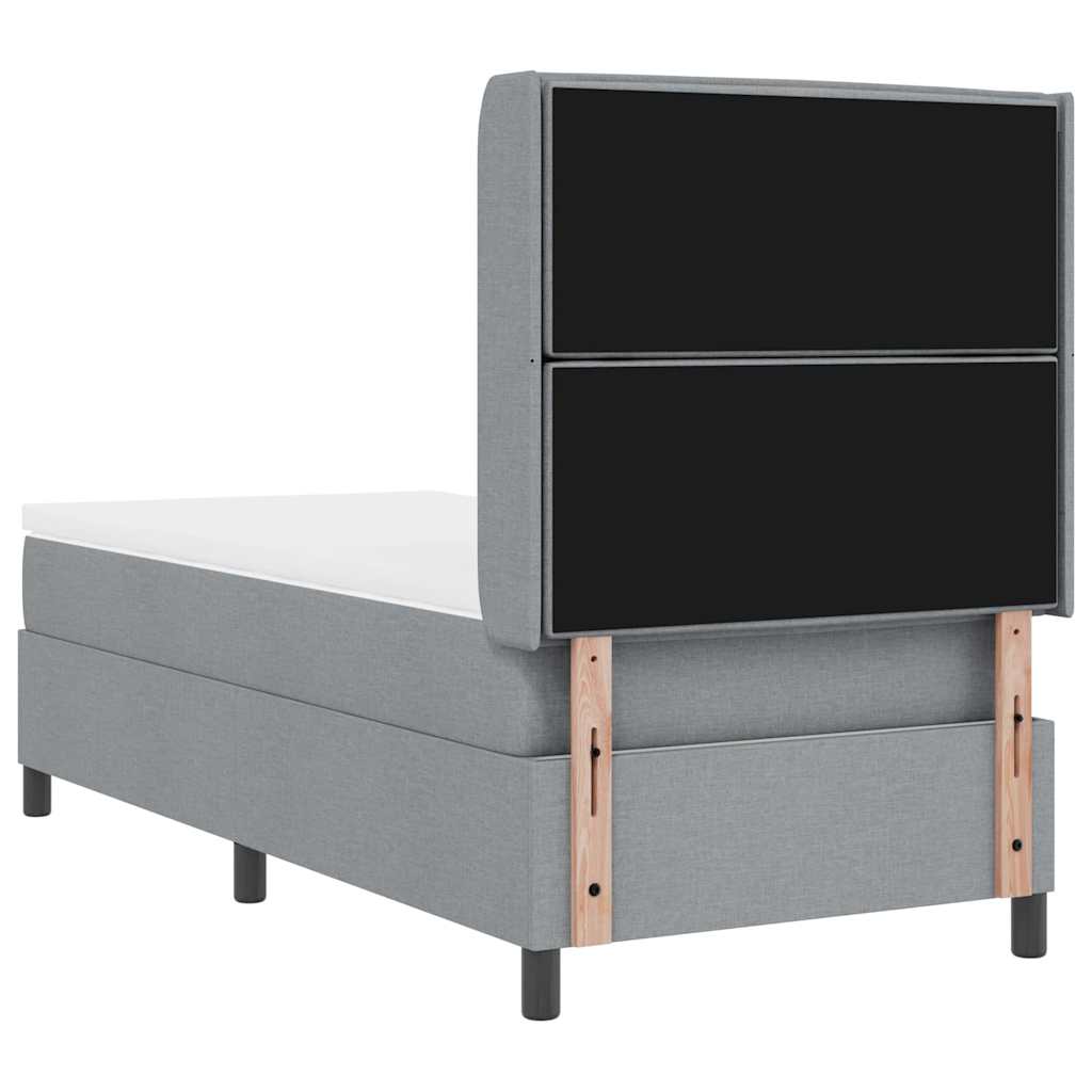 Box spring seng med pude Lysegrå 200 x 90 cm Stof