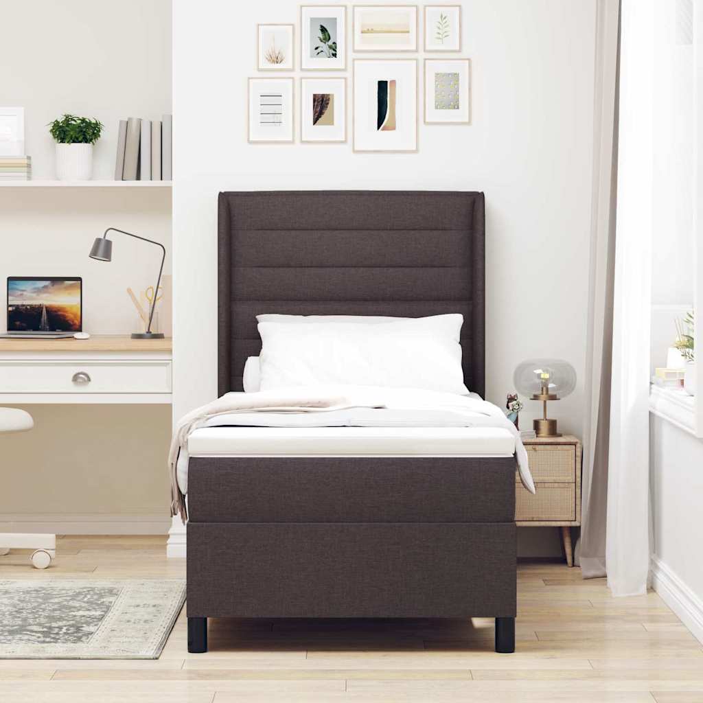 Box spring seng med pude Mørk Brun 200 x 90 cm Stof