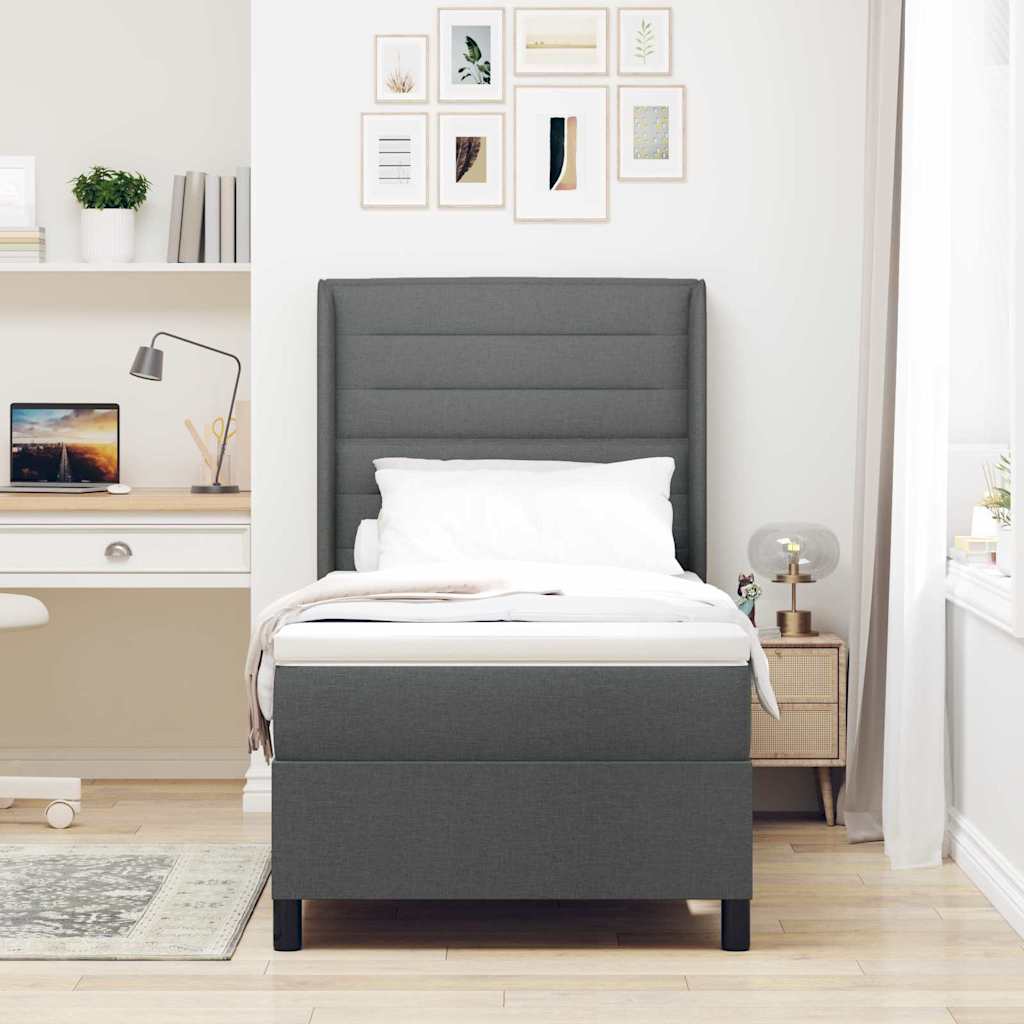 Box spring seng med pude Mørkegrå 200 x 100 cm Stof