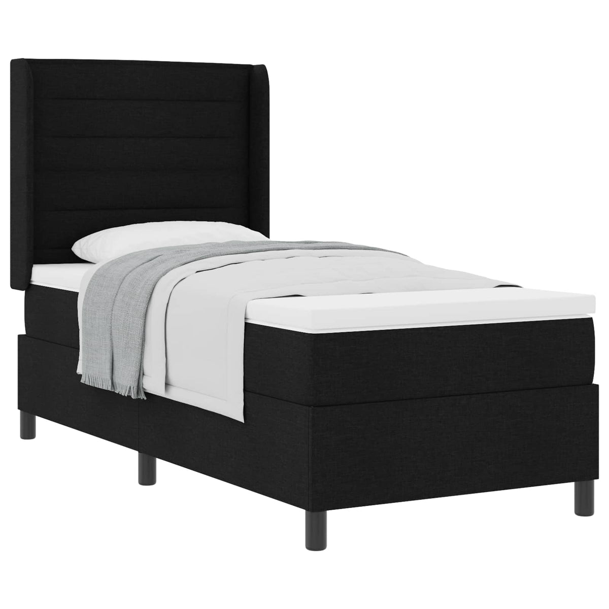 Box spring seng med pude med hovedgærde Sort 200 x 100 cm Stof