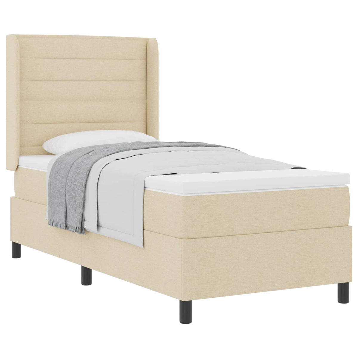 Box spring seng med pude med hovedgærde Creme 200 x 100 cm Stof