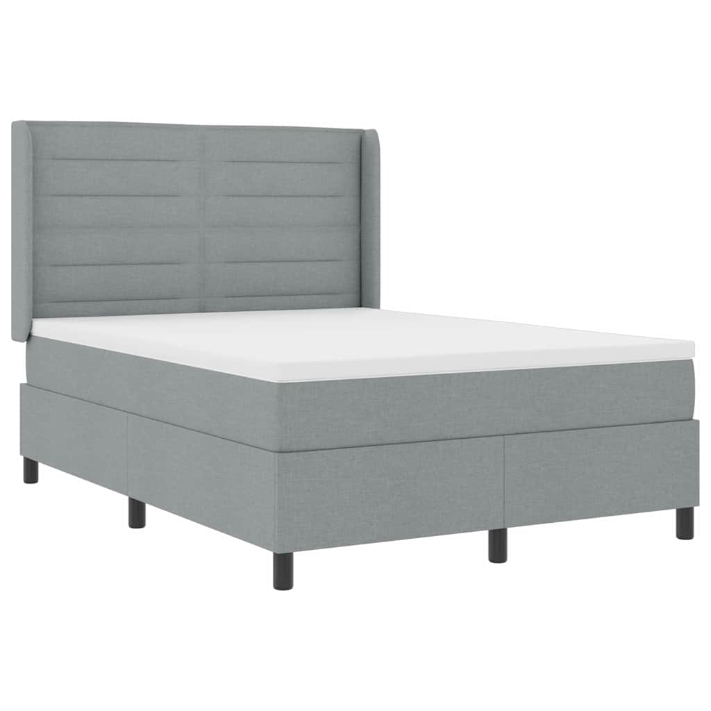 Box spring seng med pude Lysegrå 190 x 140 cm Stof