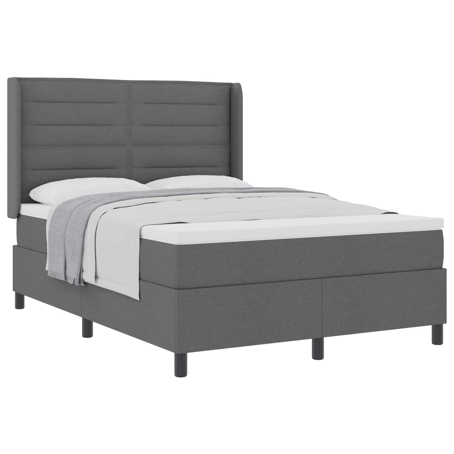 Box spring seng med pude Mørkegrå 190 x 140 cm Stof