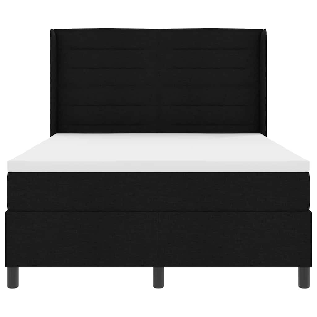 Box spring seng med pude med hovedgærde Sort 190 x 140 cm Stof