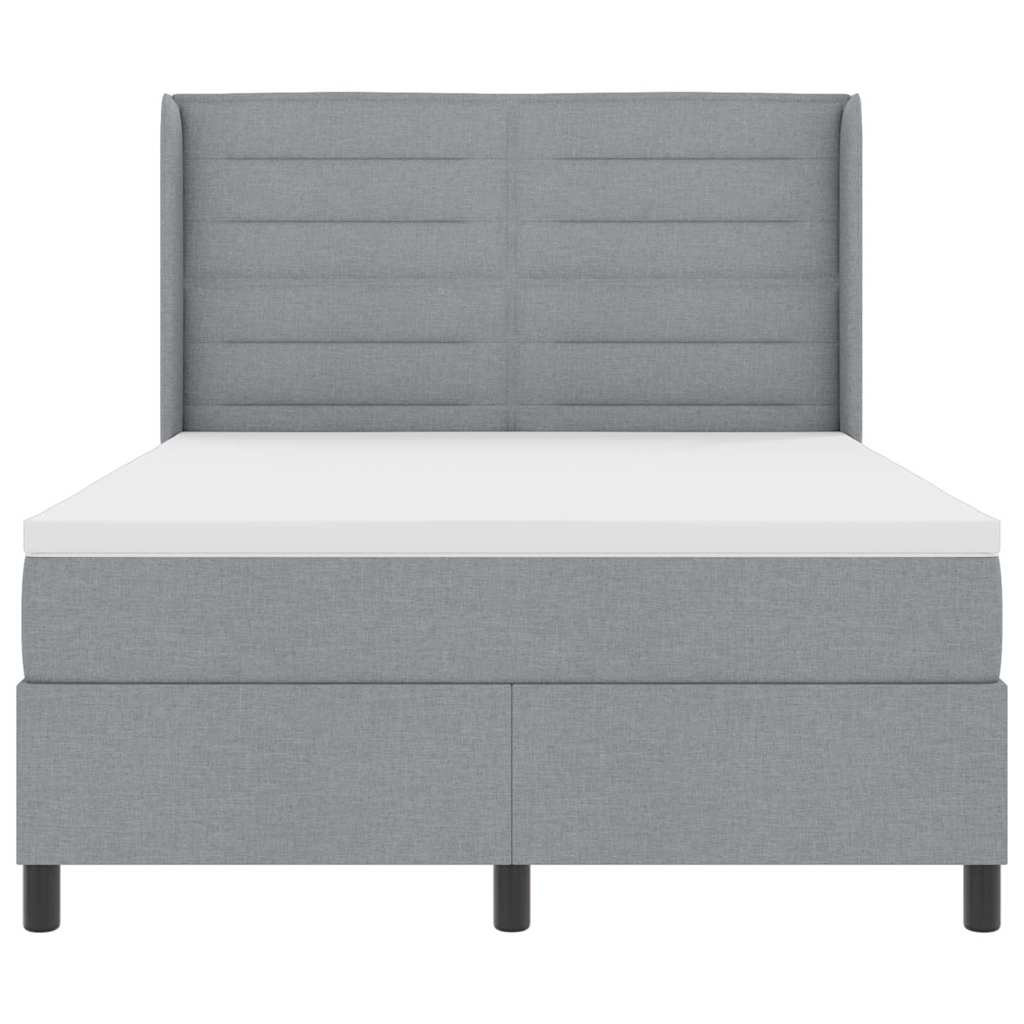 Box spring seng med pude Lysegrå 200 x 140 cm Stof