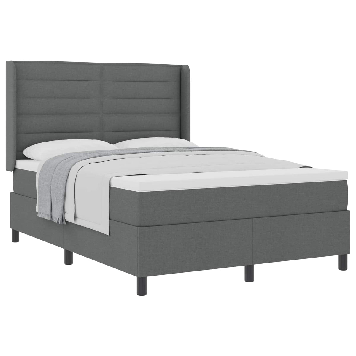 Box spring seng med pude Mørkegrå 200 x 140 cm Stof