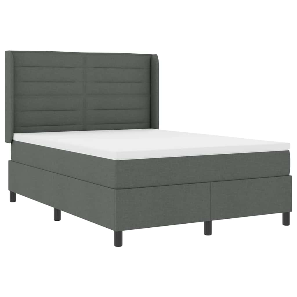 Box spring seng med pude Mørkegrå 200 x 140 cm Stof