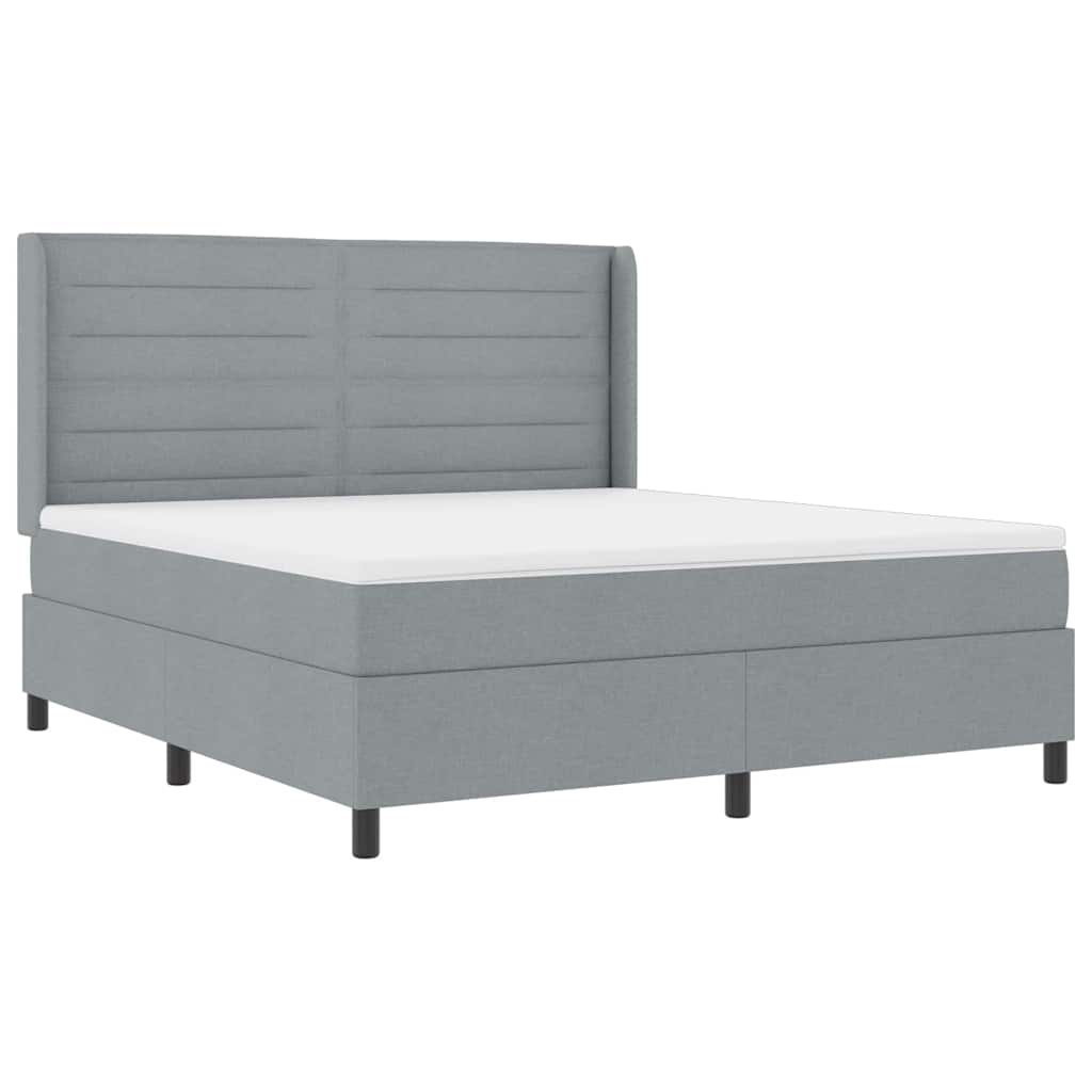 Box spring seng med pude Lysegrå 200 x 180 cm Stof