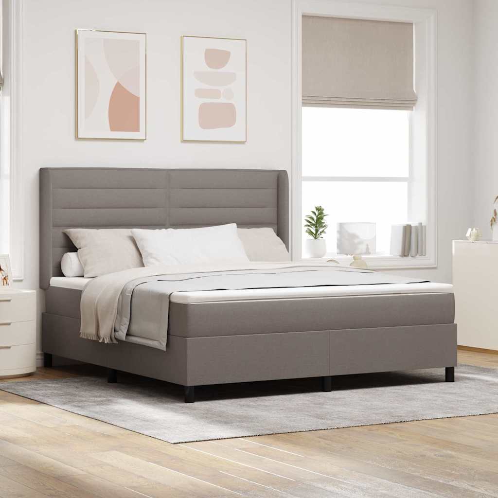 Box spring seng med pude Gråbrun 200 x 180 cm Stof