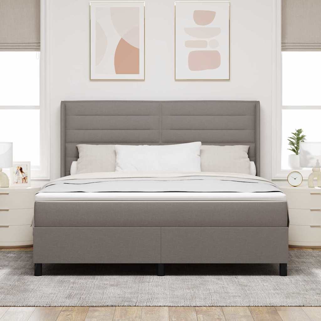 Box spring seng med pude Gråbrun 200 x 180 cm Stof