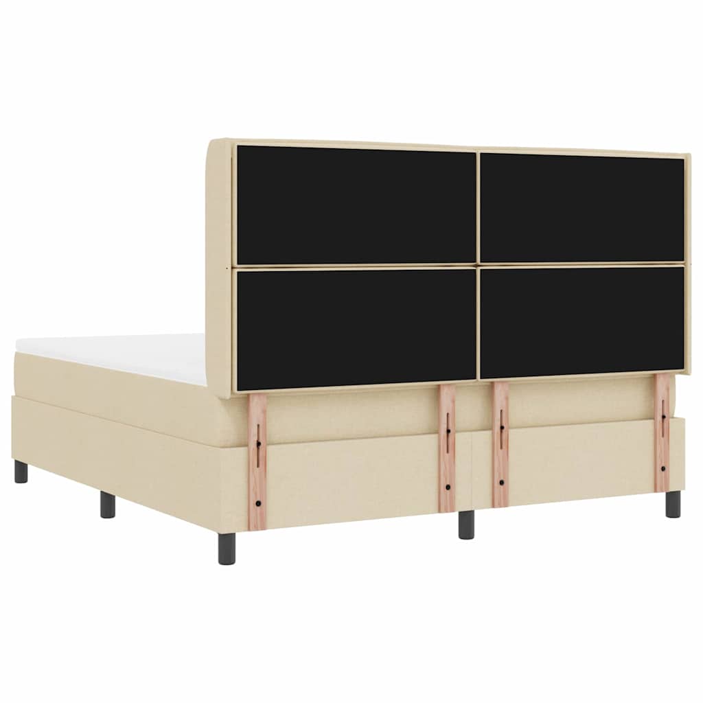 Box spring seng med pude med hovedgærde Creme 200 x 180 cm Stof