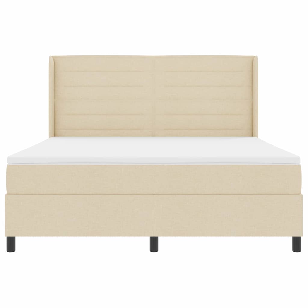 Box spring seng med pude med hovedgærde Creme 200 x 180 cm Stof