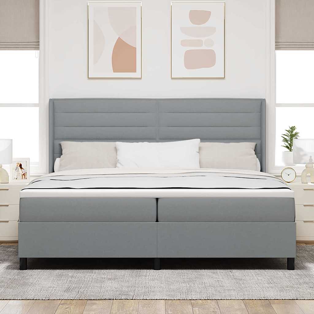 Box spring seng med pude Lysegrå 200 x 200 cm Stof