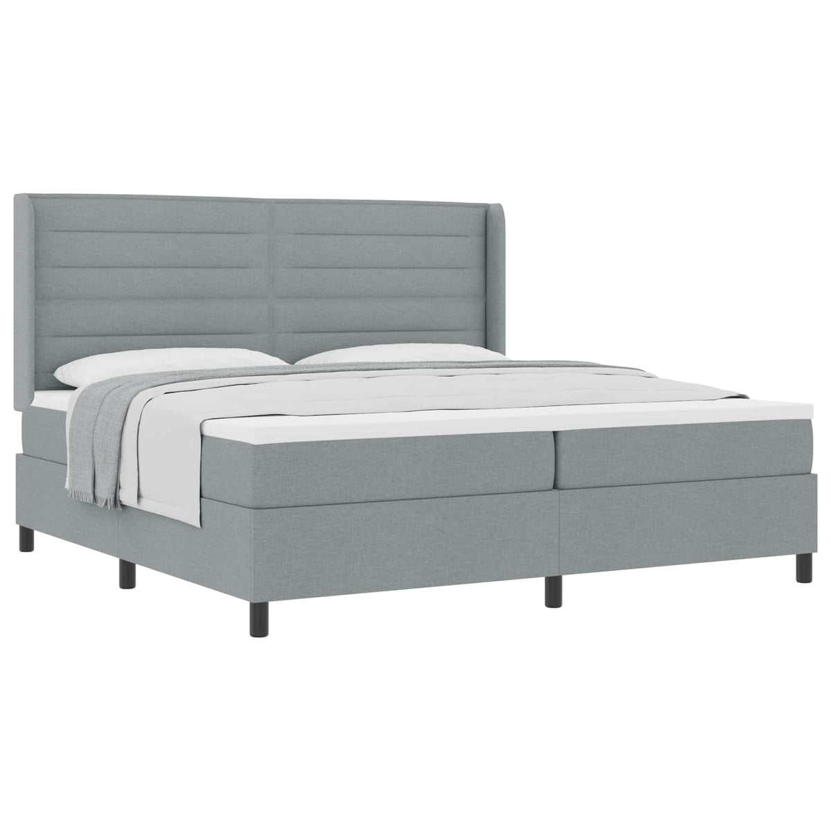 Box spring seng med pude Lysegrå 200 x 200 cm Stof