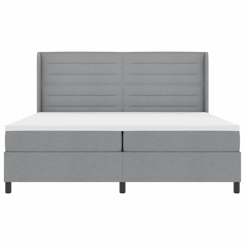 Box spring seng med pude Lysegrå 200 x 200 cm Stof