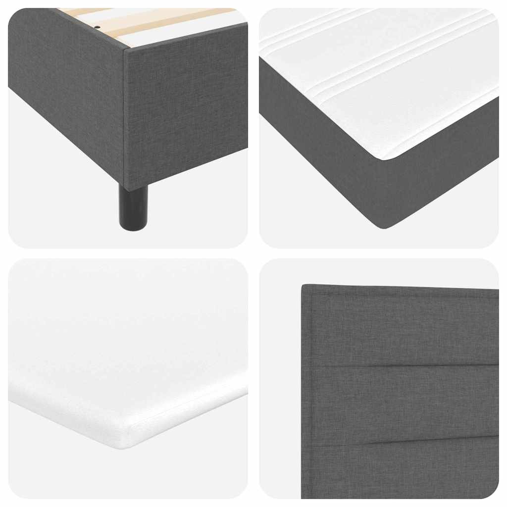 Box spring seng med pude Mørkegrå 200 x 200 cm Stof