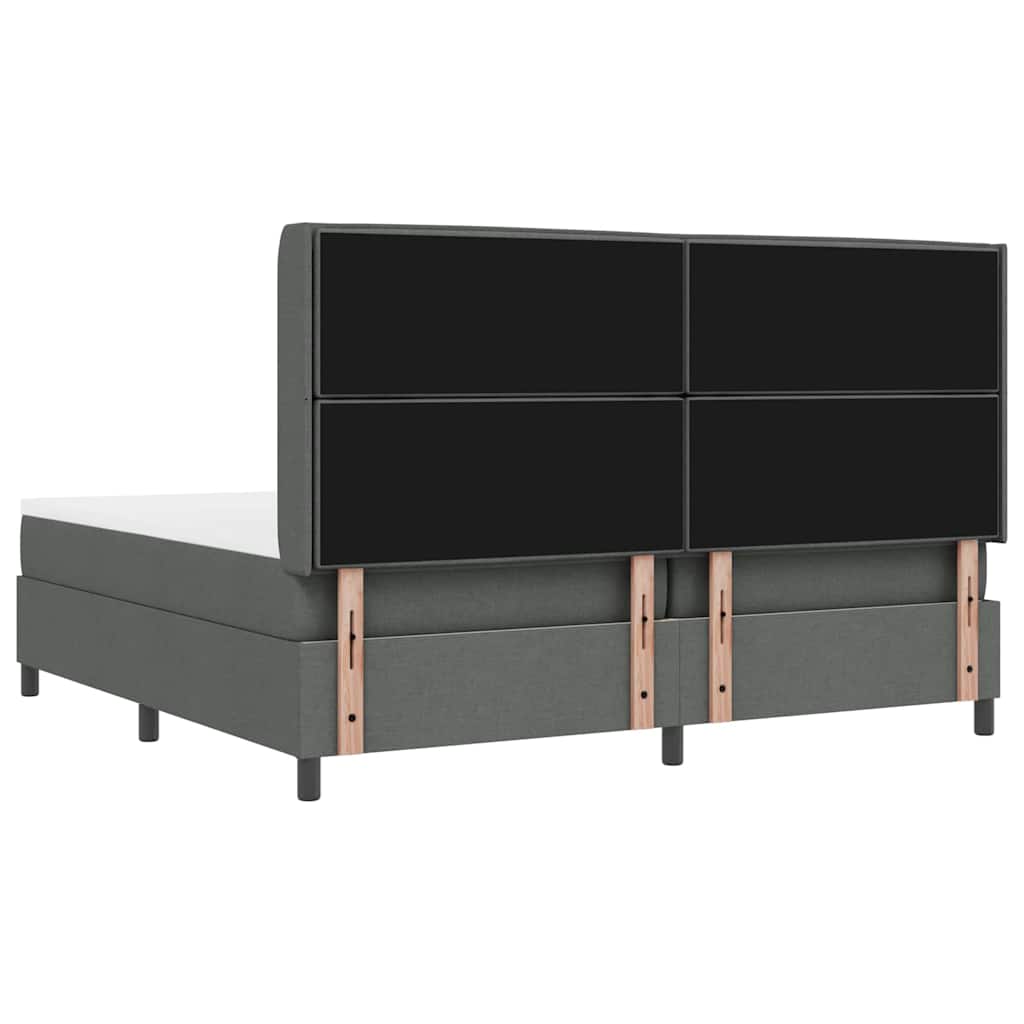 Box spring seng med pude Mørkegrå 200 x 200 cm Stof