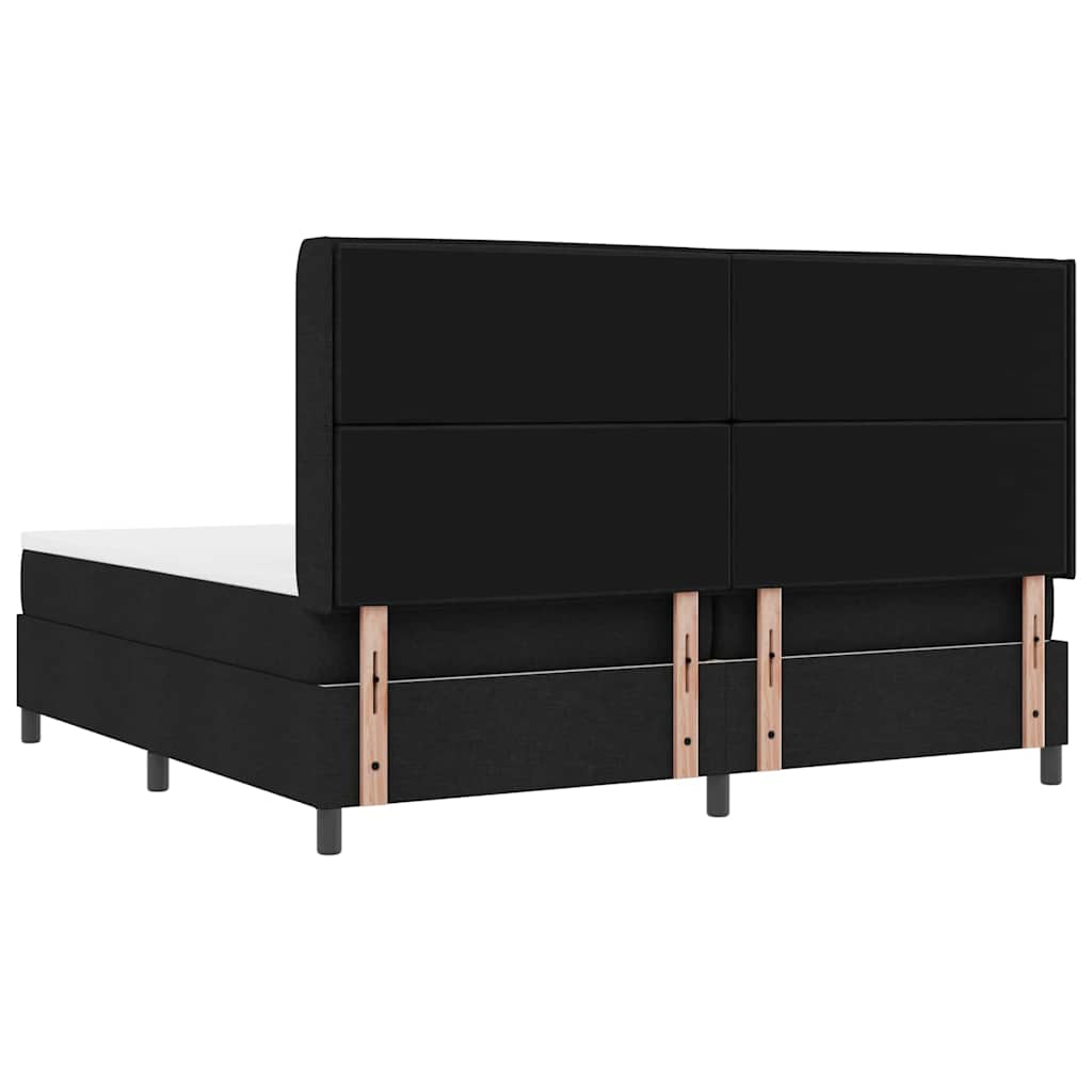 Box spring seng med pude med hovedgærde Sort 200 x 200 cm Stof
