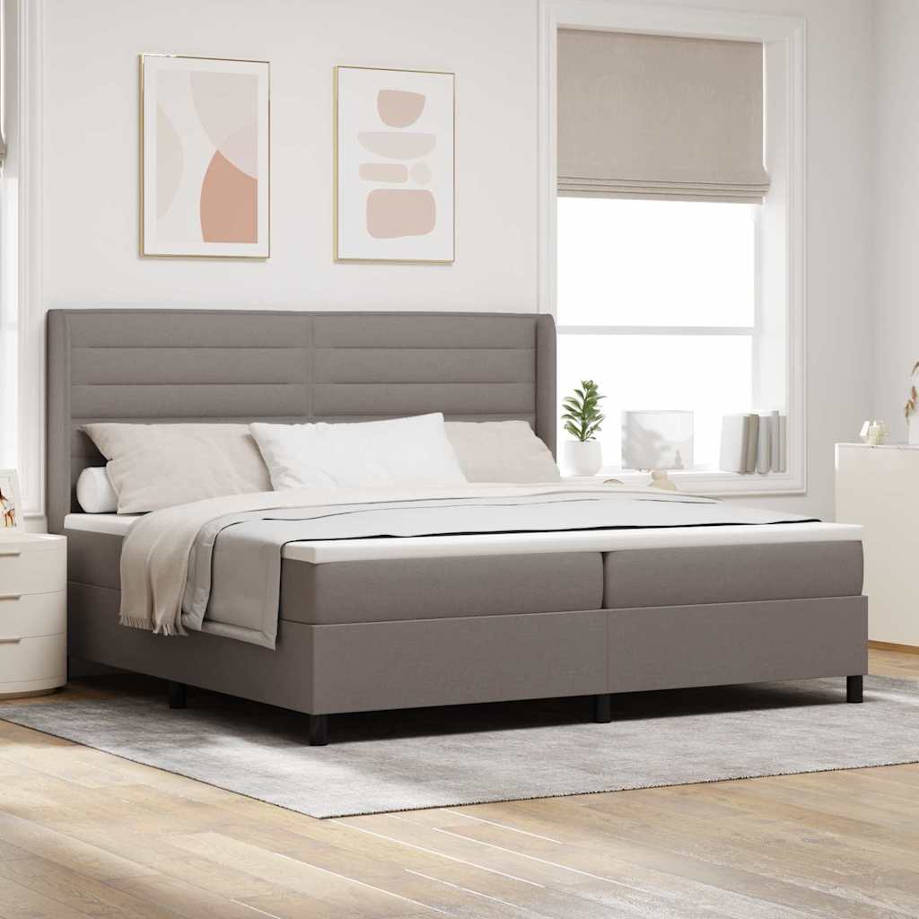 Box spring seng med pude Gråbrun 200 x 200 cm Stof