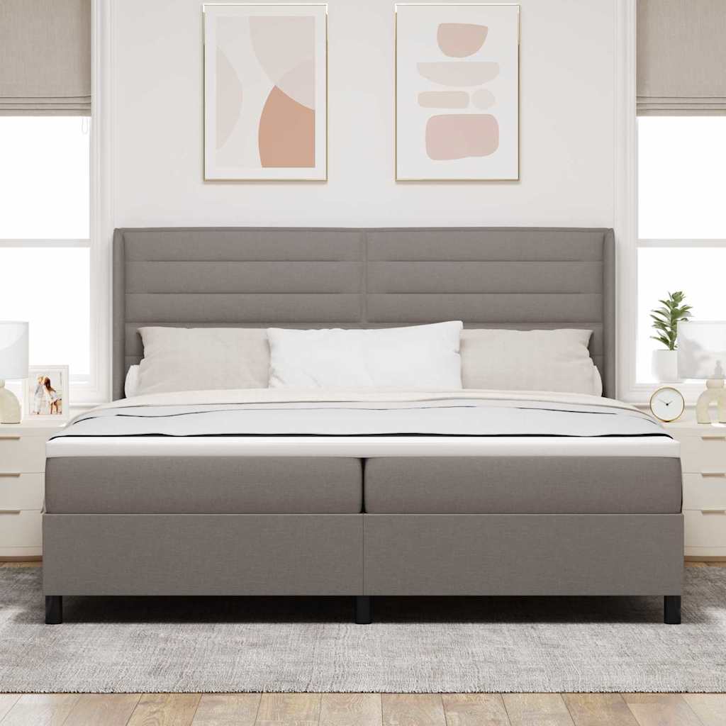 Box spring seng med pude Gråbrun 200 x 200 cm Stof