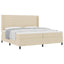 Box spring seng med pude med hovedgærde Creme 200 x 200 cm Stof