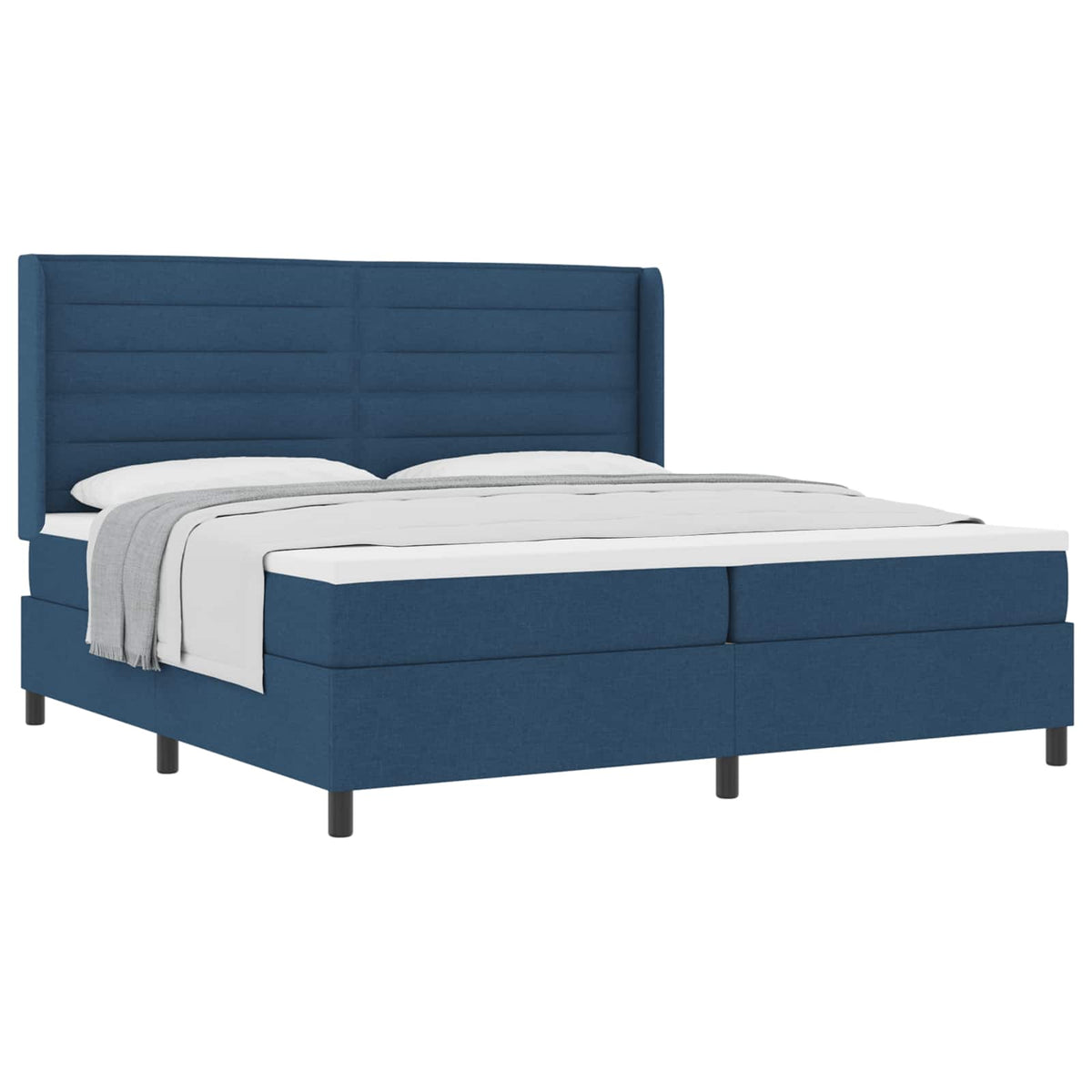 Box spring seng med madras med hovedgærde Blå 200 x 200 cm Stof