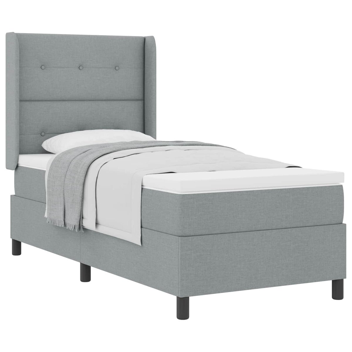 Box spring seng med pude Lysegrå 200 x 80 cm Stof