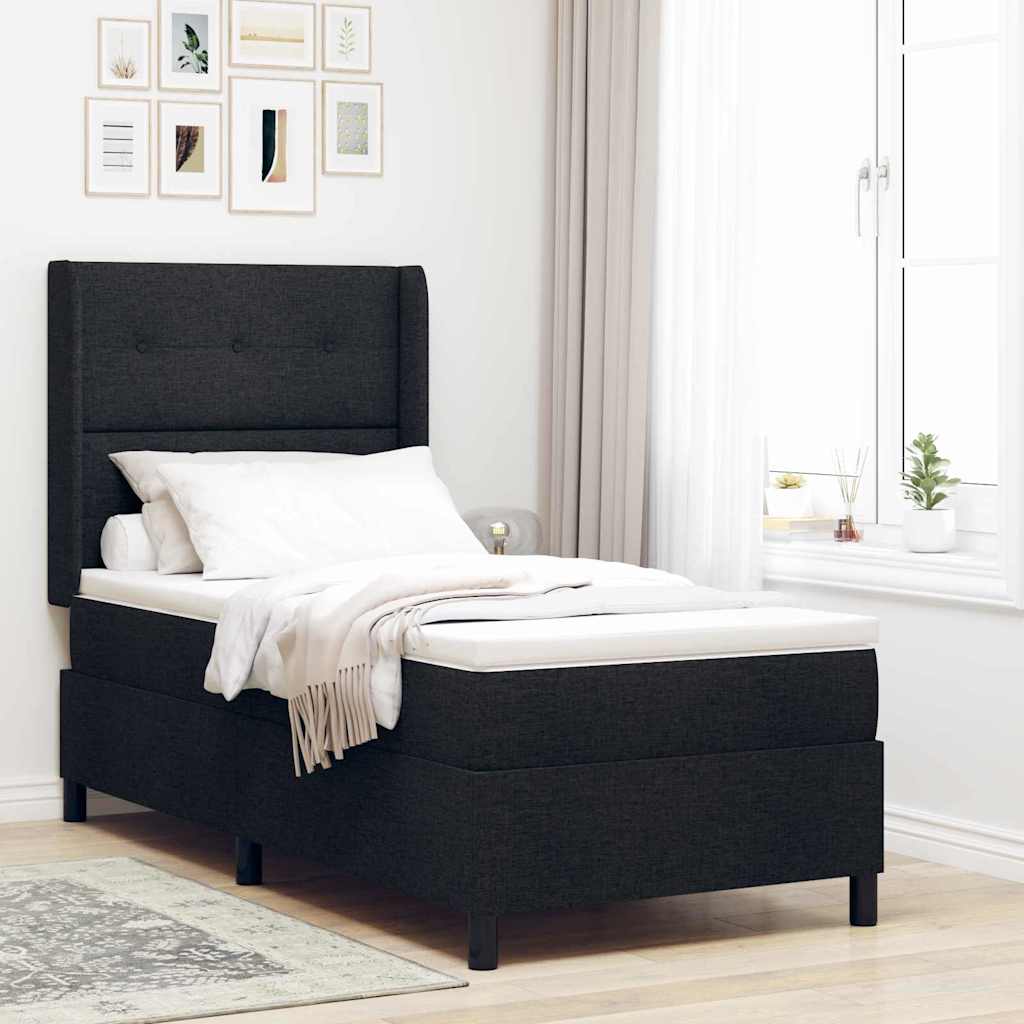 Box spring seng med pude med hovedgærde Sort 200 x 80 cm Stof
