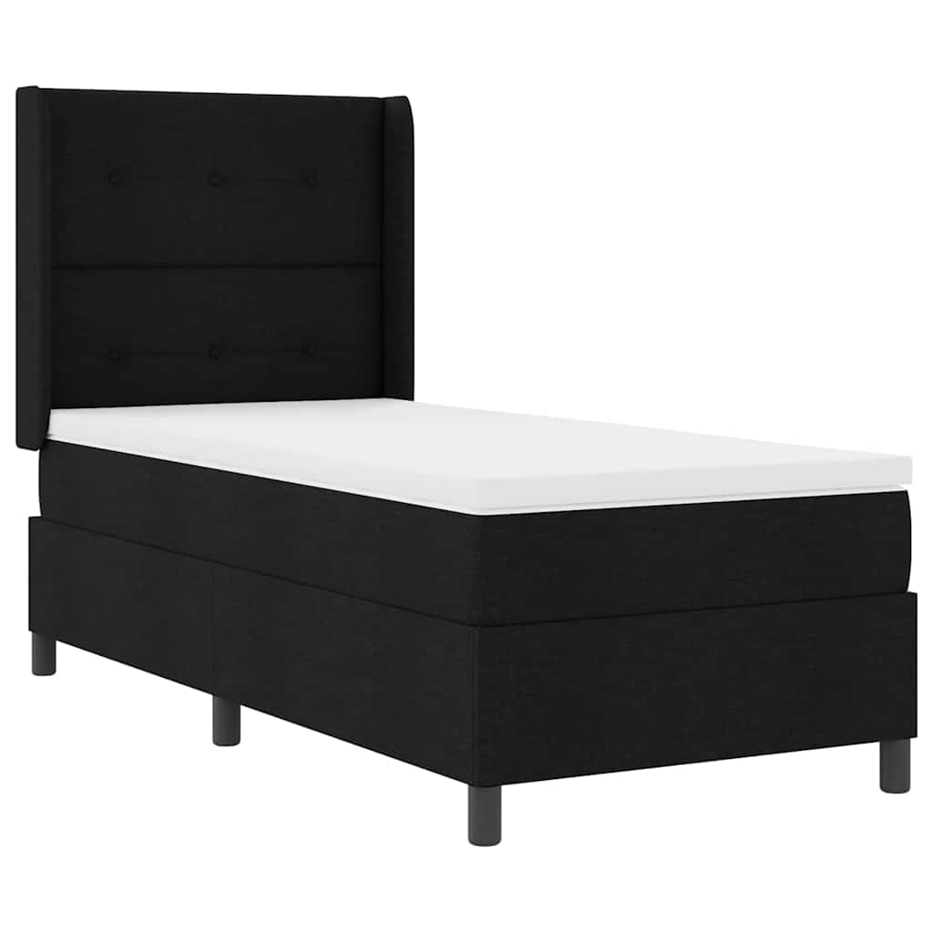 Box spring seng med pude med hovedgærde Sort 200 x 80 cm Stof
