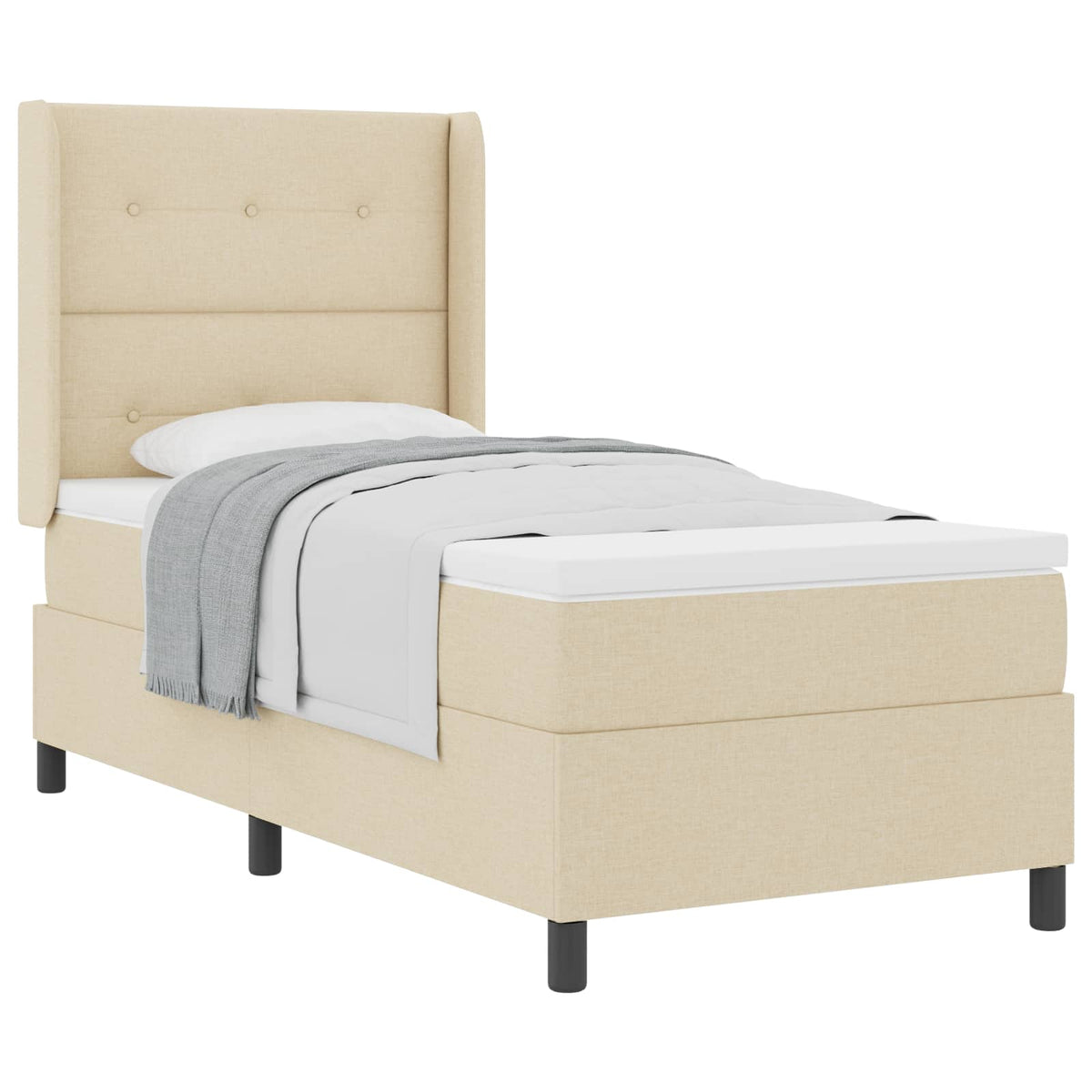 Box spring seng med pude med hovedgærde Creme 200 x 80 cm Stof