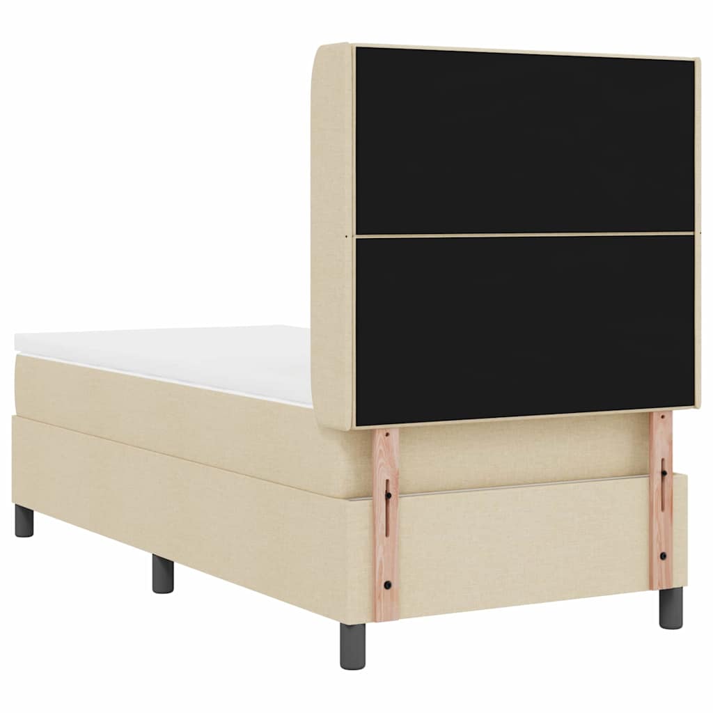 Box spring seng med pude med hovedgærde Creme 200 x 80 cm Stof