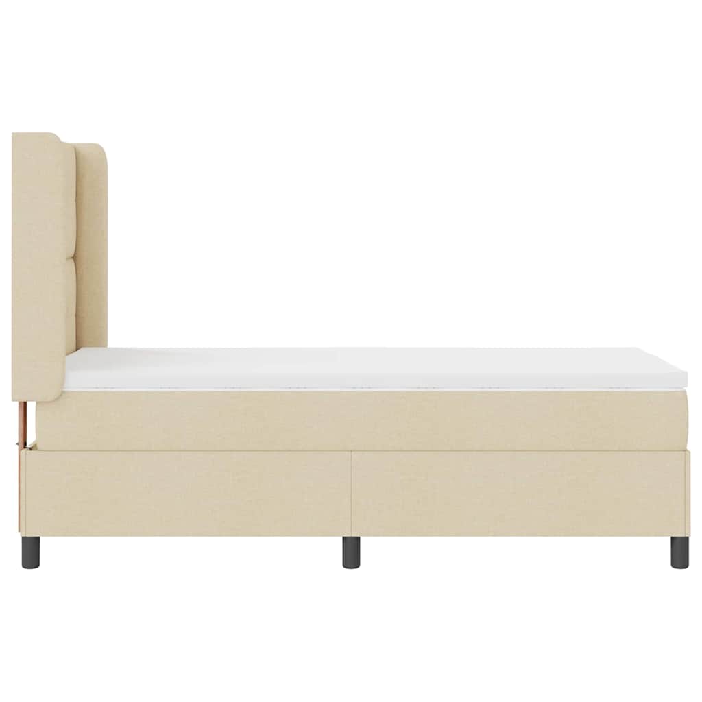 Box spring seng med pude med hovedgærde Creme 200 x 80 cm Stof