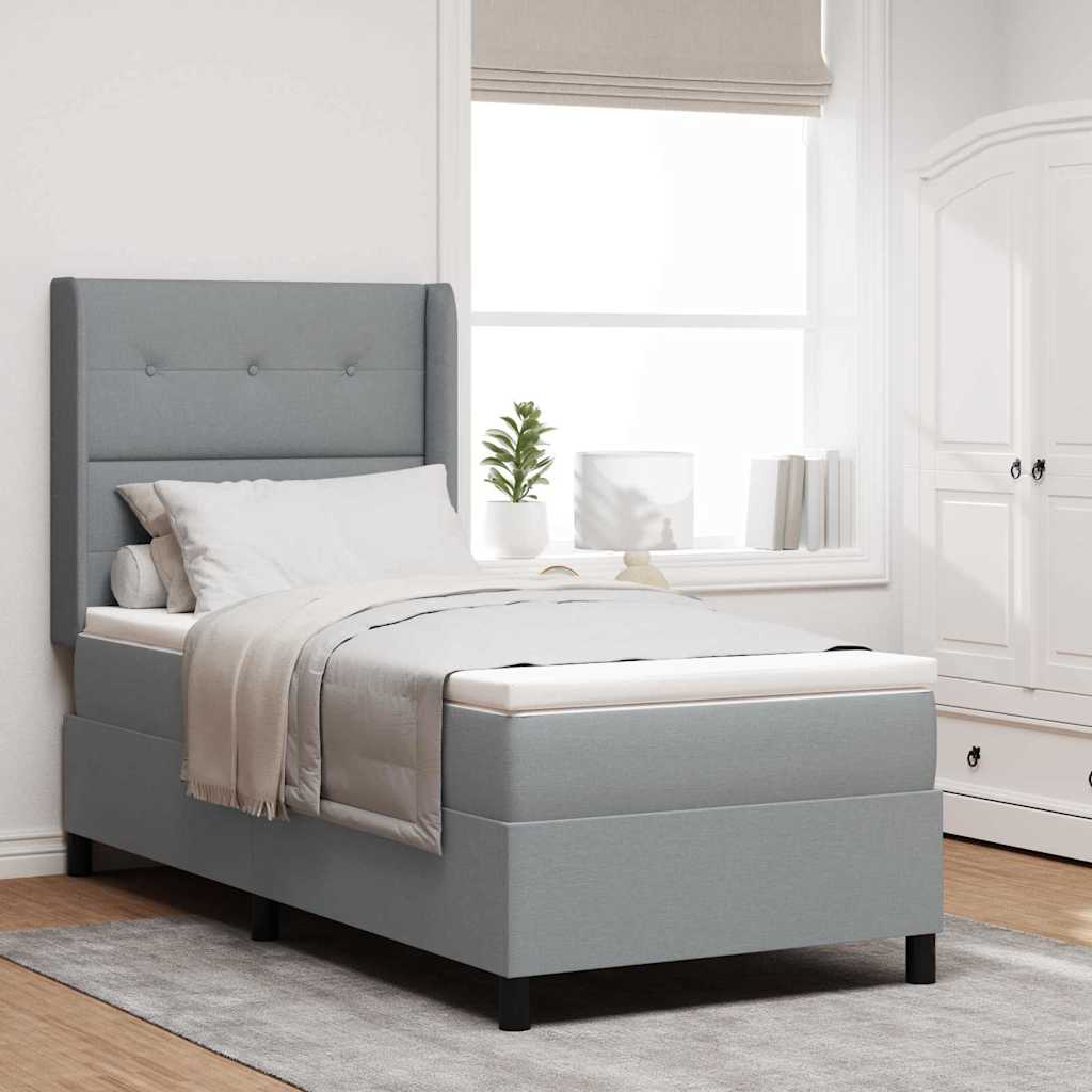 Box spring seng med pude Lysegrå 190 x 90 cm Stof
