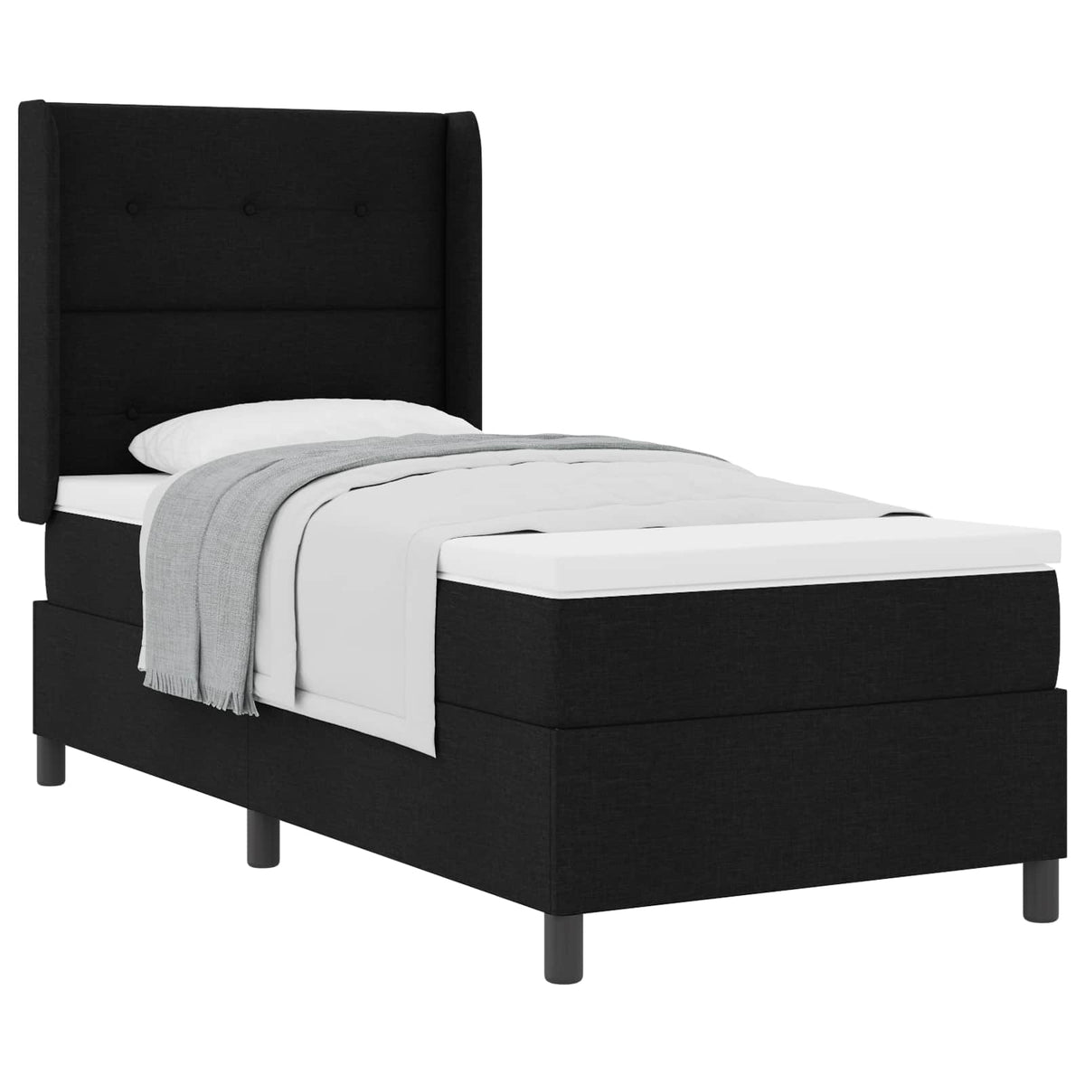 Box spring seng med pude med hovedgærde Sort 190 x 90 cm Stof