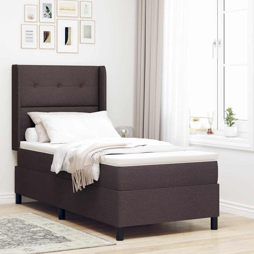 Box spring seng med pude Mørk Brun 190 x 90 cm Stof