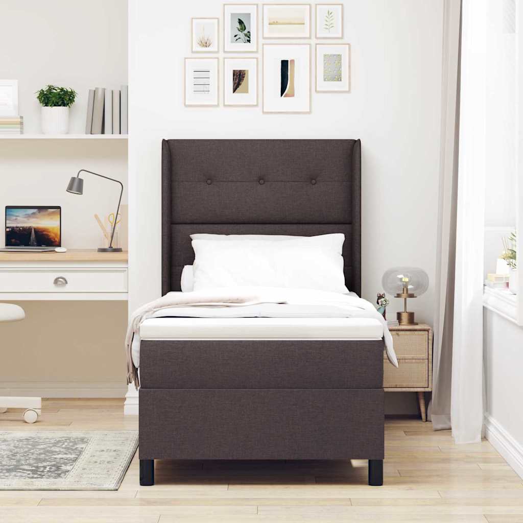 Box spring seng med pude Mørk Brun 190 x 90 cm Stof