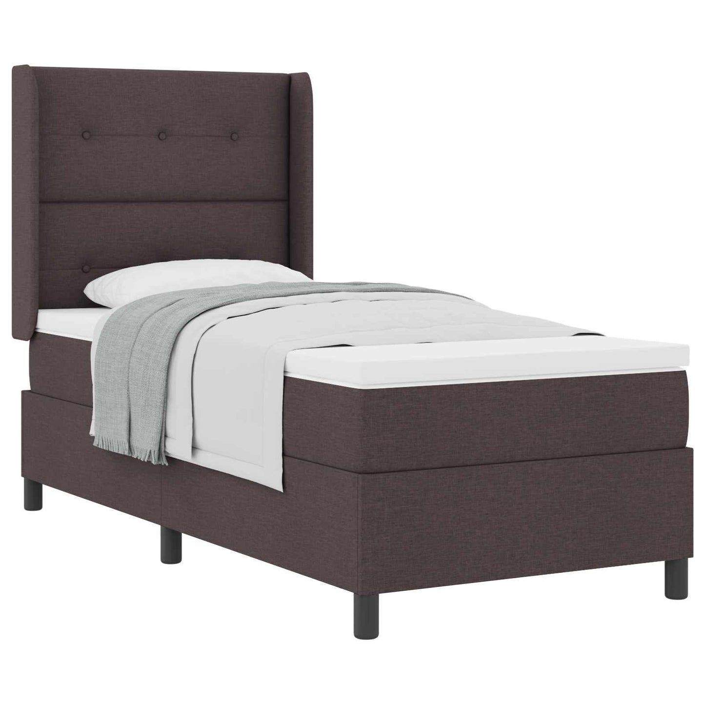 Box spring seng med pude Mørk Brun 190 x 90 cm Stof