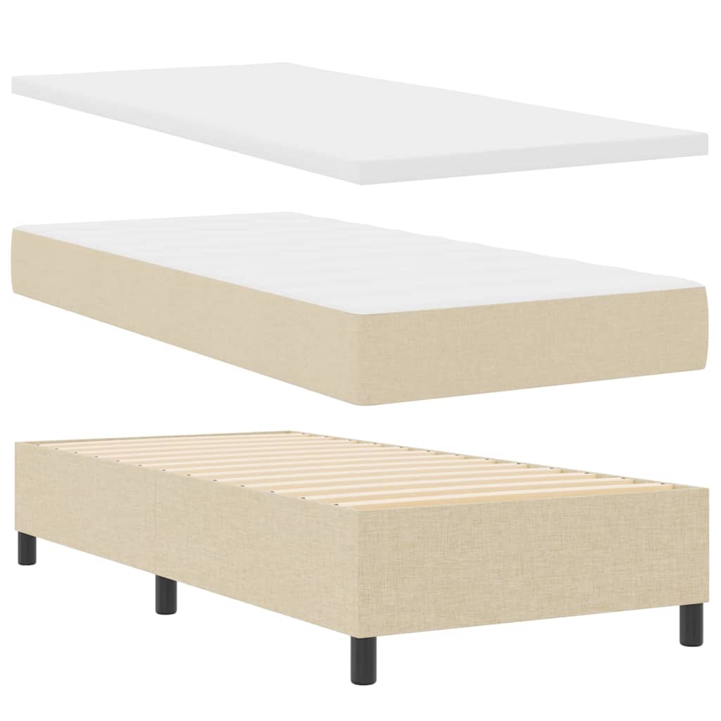 Box spring seng med pude med hovedgærde Creme 190 x 90 cm Stof