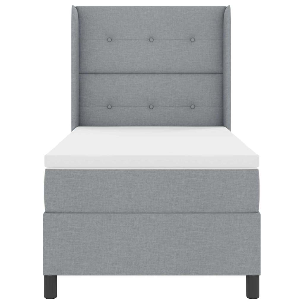 Box spring seng med pude Lysegrå 200 x 90 cm Stof