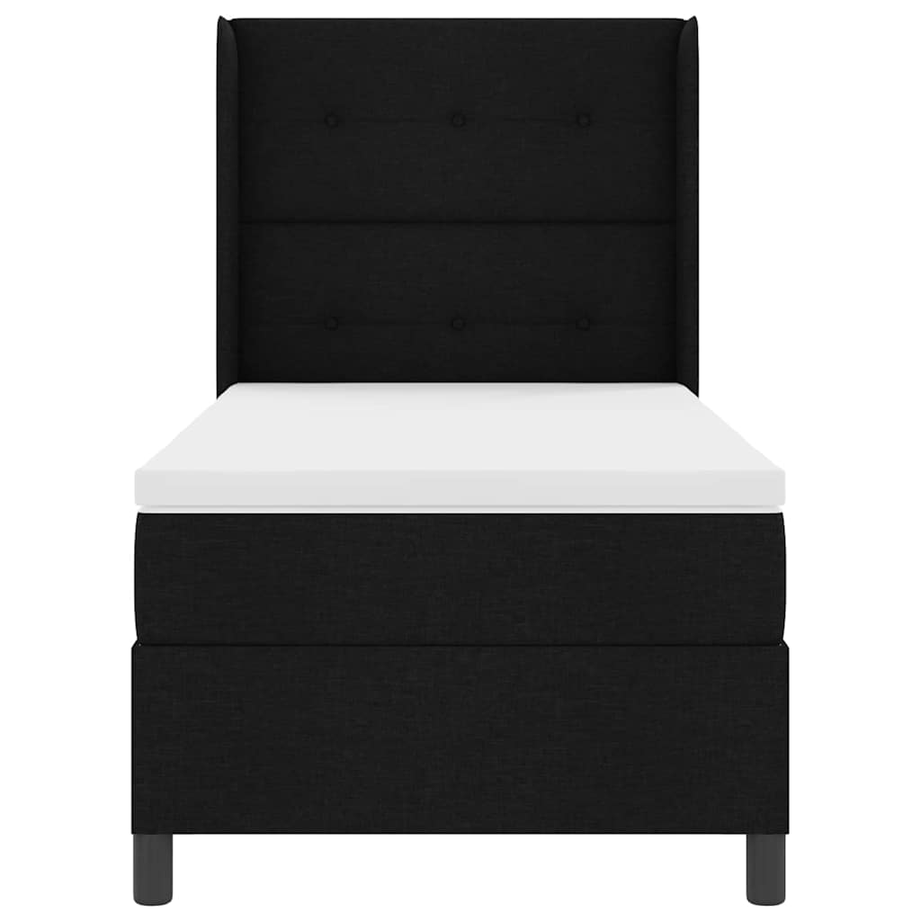 Box spring seng med pude med hovedgærde Sort 200 x 90 cm Stof